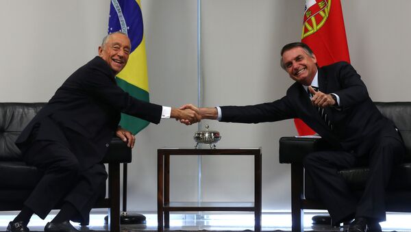 Marcelo Rebelo de Sousa, presidente de Portugal, y Jair Bolsonaro, presidente de Brasil - Sputnik Mundo