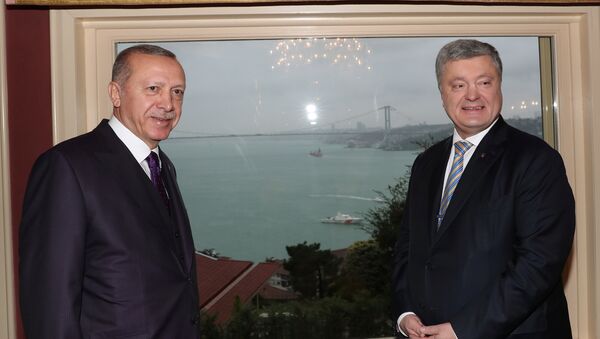 El presidente turco, Recep Tayyip Erdogan, y su homólogo ucraniano, Petró Poroshenko - Sputnik Mundo