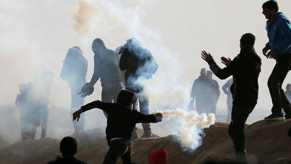 Manifestantes en la Franja de Gaza - Sputnik Mundo