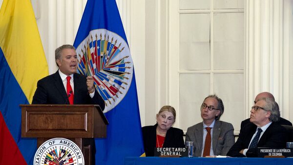 Iván Duque, presidente de Colombia durante su visita a la OEA - Sputnik Mundo