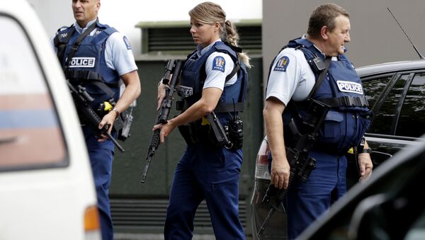 Patrulla policial tras el ataque a mezquitas de Christchurch (Nueva Zelanda) - Sputnik Mundo