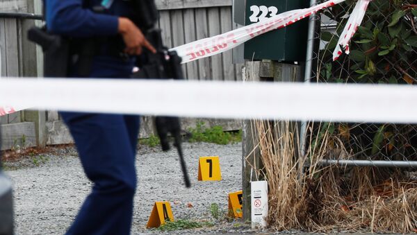 La policía en el lugar del tiroteo en Nueva Zelanda - Sputnik Mundo