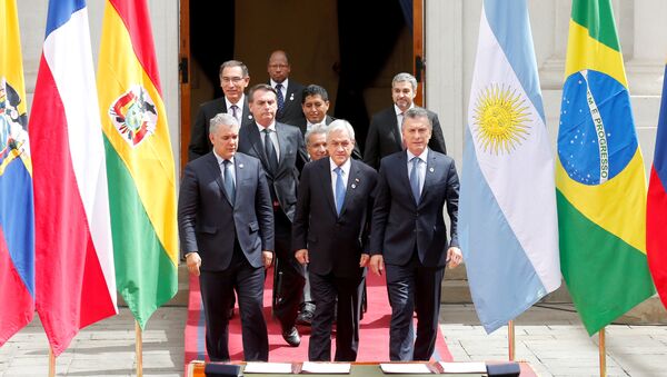 Sebastián Piñera, presidente de Chile junto a los mandatarios y representantes del bloque Prosur - Sputnik Mundo