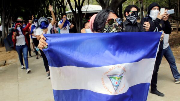 Los manifestantes en en Nicaragua (Archivo) - Sputnik Mundo