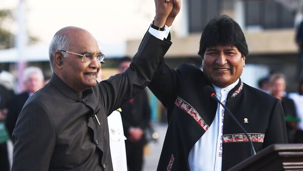 Ram Nath Kovind, presidente de India, y Evo Morales, presidente de Bolivia - Sputnik Mundo