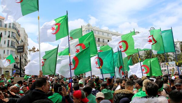 Manifestantes con banderas de Argelia - Sputnik Mundo