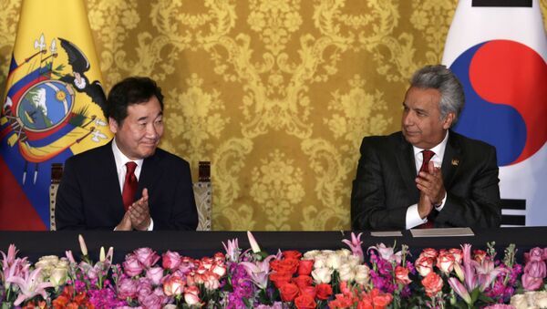 Primer ministro de Corea del Sur, Lee Nak-Yon, y presidente de Ecuador, Lenín Moreno - Sputnik Mundo