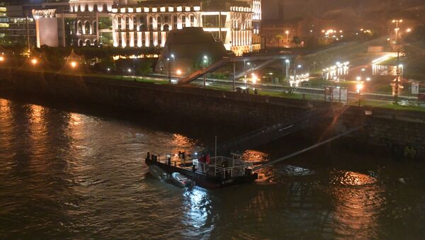 Los rescatistas en el Danubio, en el centro de Budapest - Sputnik Mundo