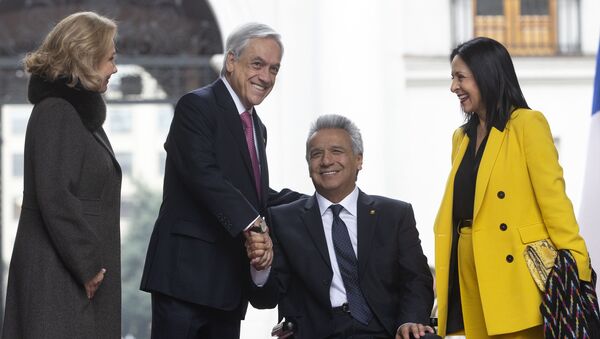 El presidente de Chile, Sebastián Piñera, y su homólogo ecuatoriano Lenín Moreno - Sputnik Mundo