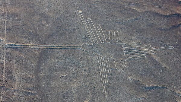 Vista aérea del 'colibrí', uno de los geoglifos más conocidos de las Líneas de Nazca - Sputnik Mundo