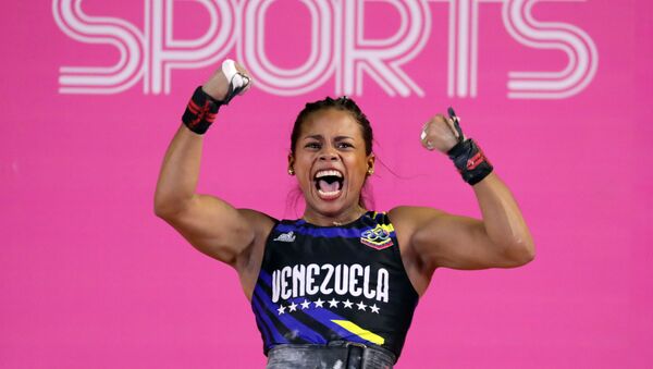 Génesis Rodríguez, deportista venezolana, tras vencer en halterofilia en Juegos Panamericanos Lima 2019, el 28 de julio de 2019 - Sputnik Mundo