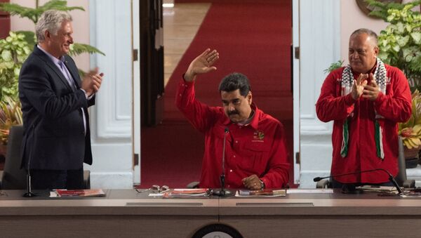 Miguel Díaz-Canel, presidente de Cuba, Nicolás Maduro, presidente de Venezuela, y Diosdado Cabello, presidente de la ANC de Venezuela - Sputnik Mundo