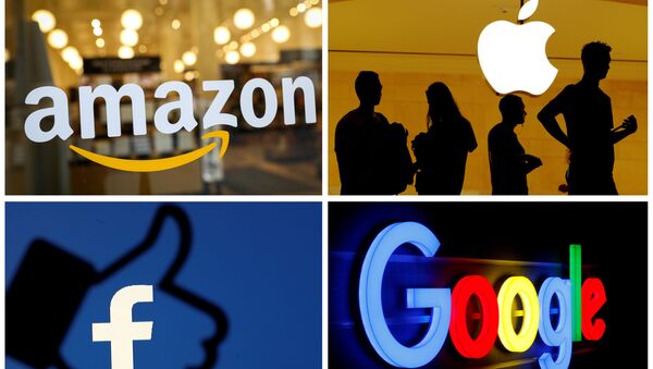 Logos de Amazon, Apples, Facebook y Google - Sputnik Mundo