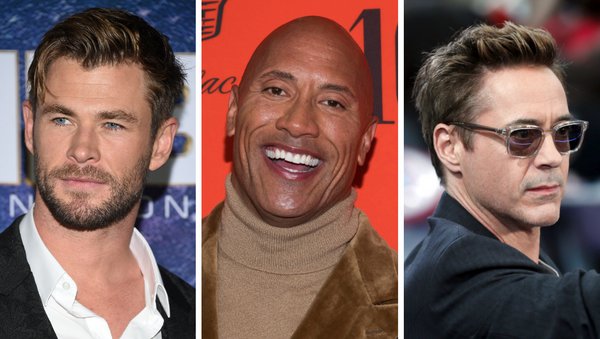 Chris Hemsworth (izda), Dwayne Johnson (ctro) y Robert Downey Jr. (dcha), los actores mejor pagados de Hollywood en 2019 - Sputnik Mundo
