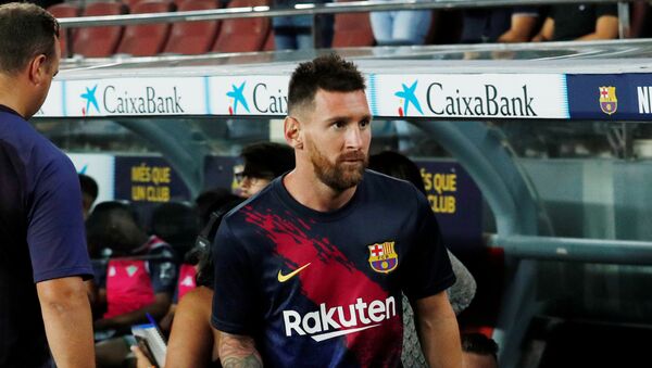 Lionel Messi y su hijo Mateo - Sputnik Mundo