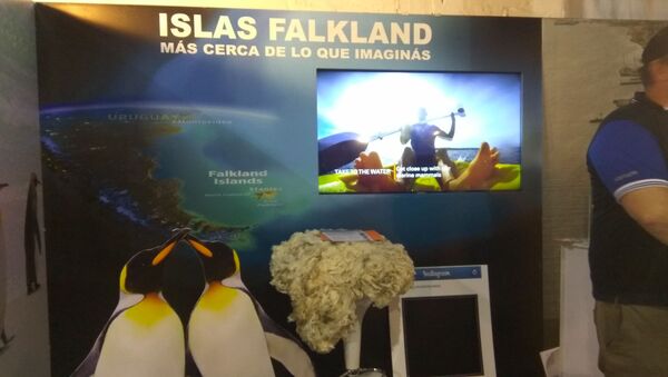 Stand de las Islas Falkland en la Expoprado 2019 en Montevideo, Uruguay - Sputnik Mundo