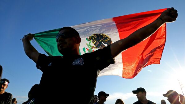 Un hombre con la bandera de México - Sputnik Mundo