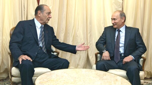 El extpresidente de Francia Jacques Chirac y el presidente de Rusia, Vladímir Putin (archivo) - Sputnik Mundo