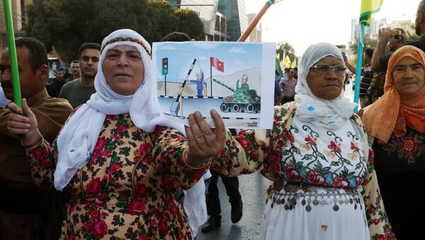 Kurdos sirios protestan contra la ofensiva turca - Sputnik Mundo