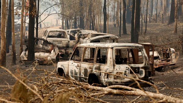 Coches quemados por los incendios forestales en Australia - Sputnik Mundo