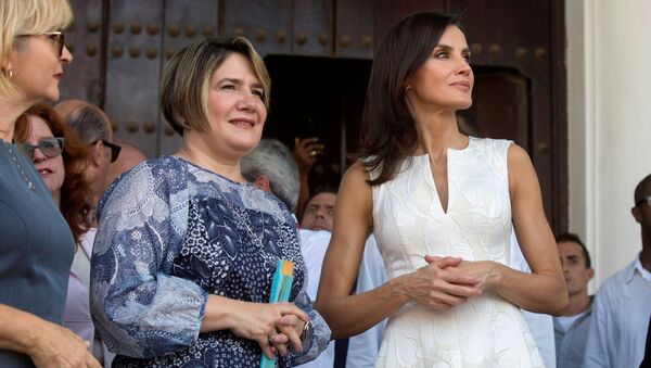 Reina Letizia y Liz Cuesta, esposa del presidente cubano - Sputnik Mundo