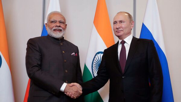 El presidente ruso, Vladímir Putin, y el primer ministro de la India, Narendra Modi (archivo) - Sputnik Mundo