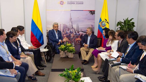 El presidente de Ecuador, Lenín Moreno, y el presidente de Colombia, Iván Duque - Sputnik Mundo