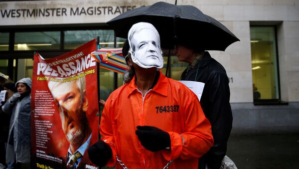 Manifestación de los partidarios de Assange en Londres - Sputnik Mundo
