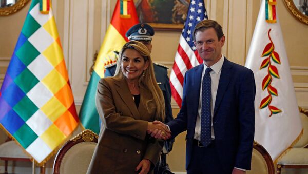 Jeanine Áñez, presidenta de facto de Bolivia, y David Hale, subsecretario para Asuntos Políticos de la Secretaría de Estado de EEUU - Sputnik Mundo