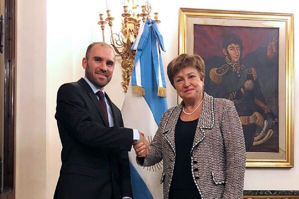 El ministro de Economía Martín Guzmán en reunión con la Directora Gerente del Fondo Monetario Internacional (FMI), Kristalina Georgieva - Sputnik Mundo