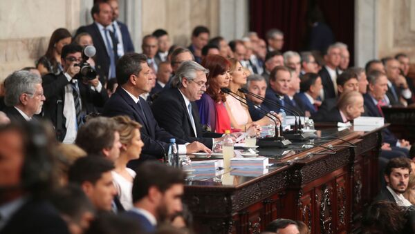  Alberto Fernández durante el discurso ante la Asamblea Legislativa - Sputnik Mundo