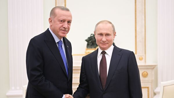 El presidente de Rusia, Vladímir Putin, con su homólogo turco, Recep Tayyip Erdogan - Sputnik Mundo