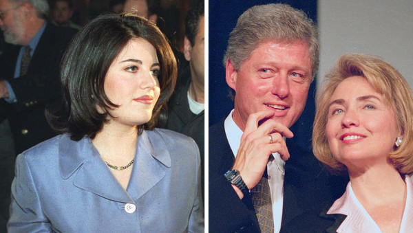 Monica Lewinsky (izda.), Bill y Hillary Clinton (dcha.) - Sputnik Mundo