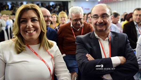 El presidente de Aragón, Javier Lambán, junto a la expresidenta de Andalucía, Susana Díaz - Sputnik Mundo