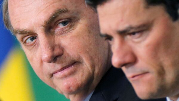 El presidene de Brasil, Jair Bolsonaro, y el exministro Sérgio Moro  - Sputnik Mundo