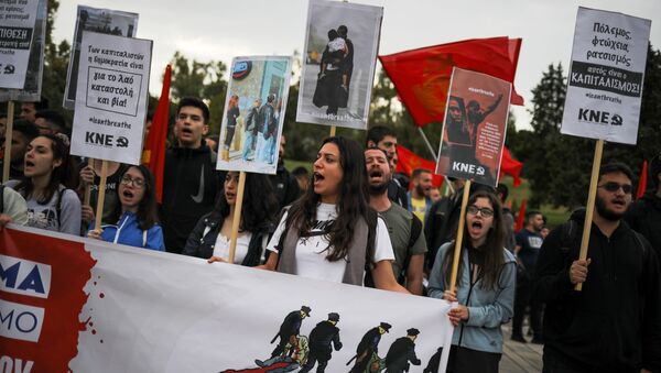 Protesta en Atenas, archivo - Sputnik Mundo