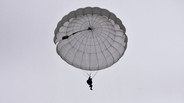 Una persona durante un salto de paracaídas (imagen referencial) - Sputnik Mundo