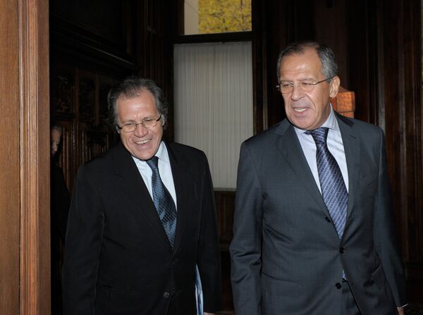 El ministro ruso de Asuntos Exteriores, Serguei Lavrov, con su homólogo uruguayo Luis Leonardo Almagro Lemes - Sputnik Mundo