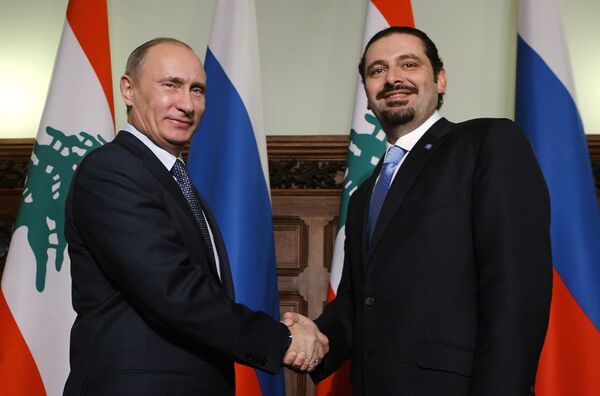 El primer ministro ruso Vladímir Putin y su homólogo libanés Saad Rafic Hariri - Sputnik Mundo