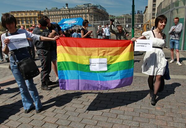 La acción no autorizada “Moscow Gay Pride 2011”. Archivo - Sputnik Mundo
