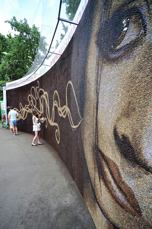 Parque Gorki de Moscú exhibe el mayor mural del mundo hecho con granos de café - Sputnik Mundo