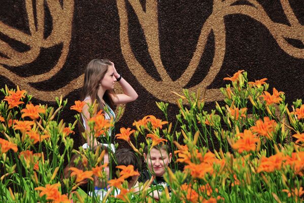 Parque Gorki de Moscú exhibe el mayor mural del mundo hecho con granos de café - Sputnik Mundo