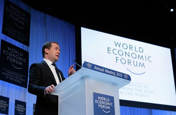 El primer ministro de Rusia Dmitri Medvédev en el Foro Económico Mundial de Davos - Sputnik Mundo