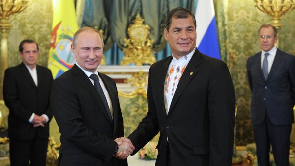 Rafael Correa e Vladimir Putin - Sputnik Mundo