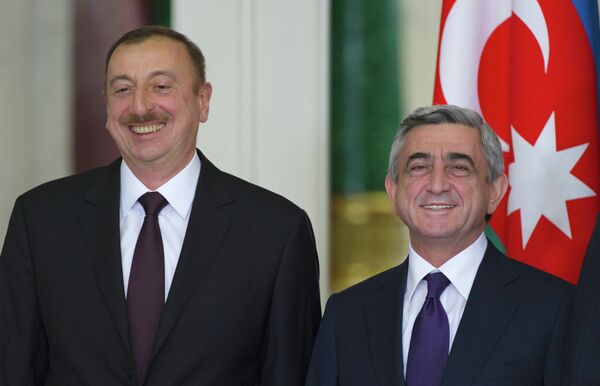 Los líderes de Armenia y Azerbaiyán, Serzh Sargsyan y Ilham Aliev (archivo) - Sputnik Mundo