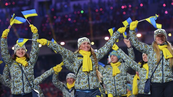 Atletas ucranianos en la ceremonia inaugural de Sochi 2014 - Sputnik Mundo