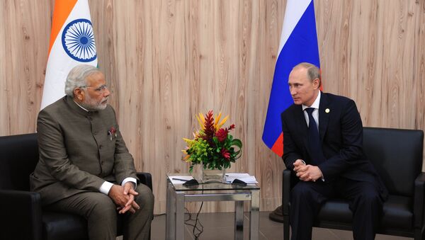 Narendra Modi, primer ministro de India y Vladímir Putin, presidente  de Rusia (Archivo) - Sputnik Mundo