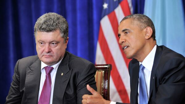 Petró Poroshenko y Barack Obama - Sputnik Mundo