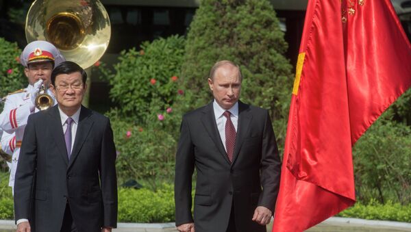 Presidente de Vietnam, Truong Tan Sang y presidente de Rusia, Vladímir Putin (Archivo) - Sputnik Mundo