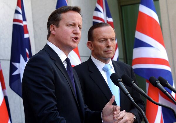 David Cameron, primer ministro del Reino Unido yTony Abbott, primer ministro de Australia - Sputnik Mundo